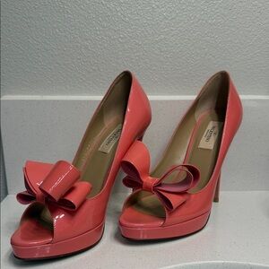 Valentino Garavani Pink Peep-Toe Heels with Bow - NEVER WORN Size 40